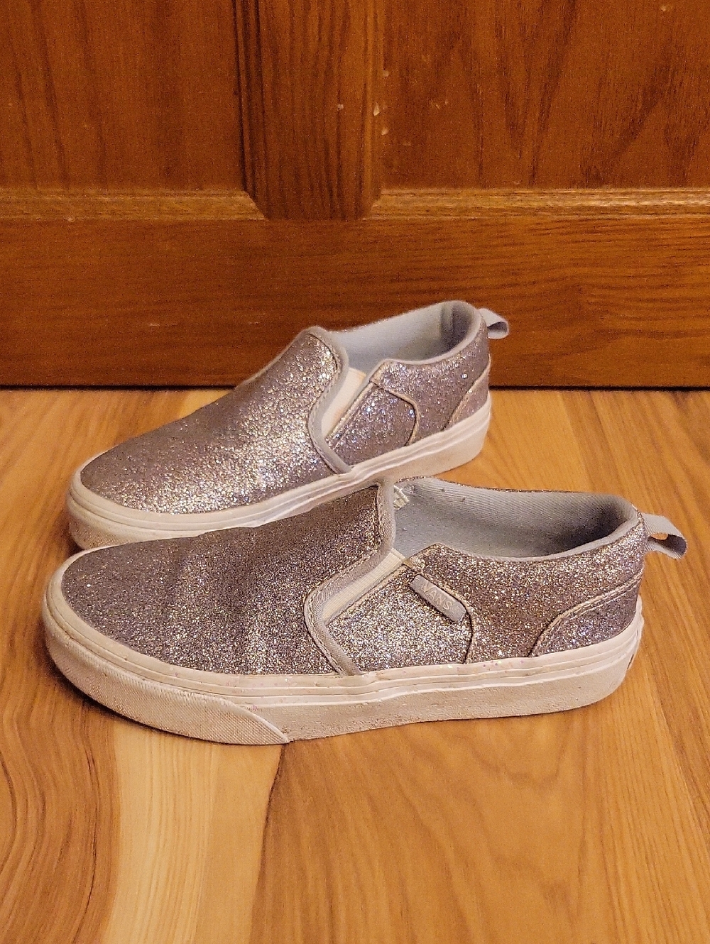 Kids Vans Slip-On Glitter Sneakers - Silver